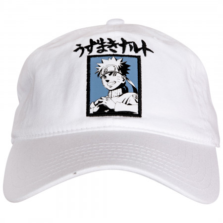 Naruto Uzumaki Character w/ Uzumaki Japanese Text White Strapback Hat